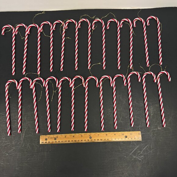 Vtg Red White Hard Plastic Twisted Candy Cane Ornament Christmas Holiday 7 inch - Picture 1 of 8